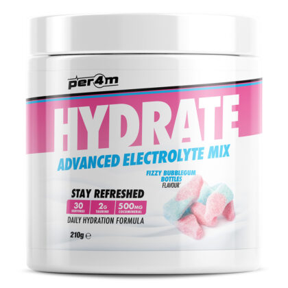 Per4m hydrate electolyte mix 210g fizzy bubblegum bottle