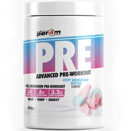 Per4m pre workout stim 570g fizzy bubblegum bottle